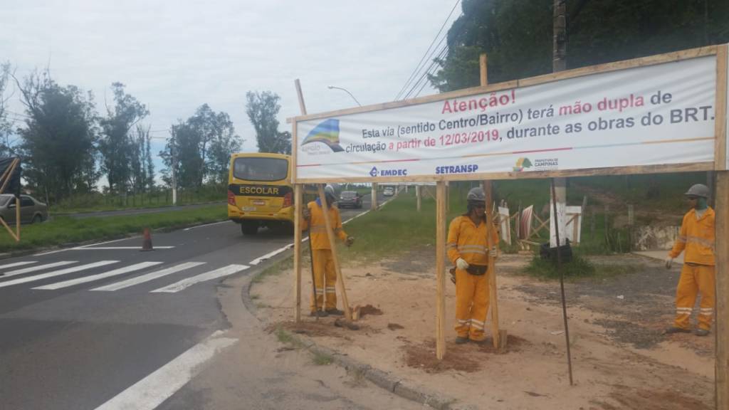 Obras do BRT de Campinas chegam aos Jardins Rossin e Nova Esperança