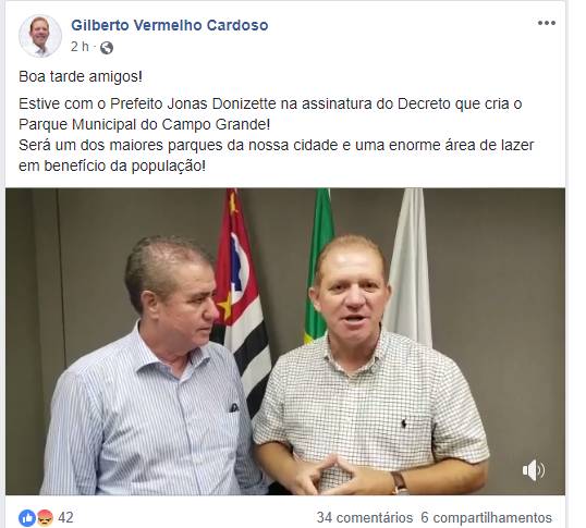 Relator da CP que investigou Jonas é criticado ao postar vídeo ao lado do prefeito