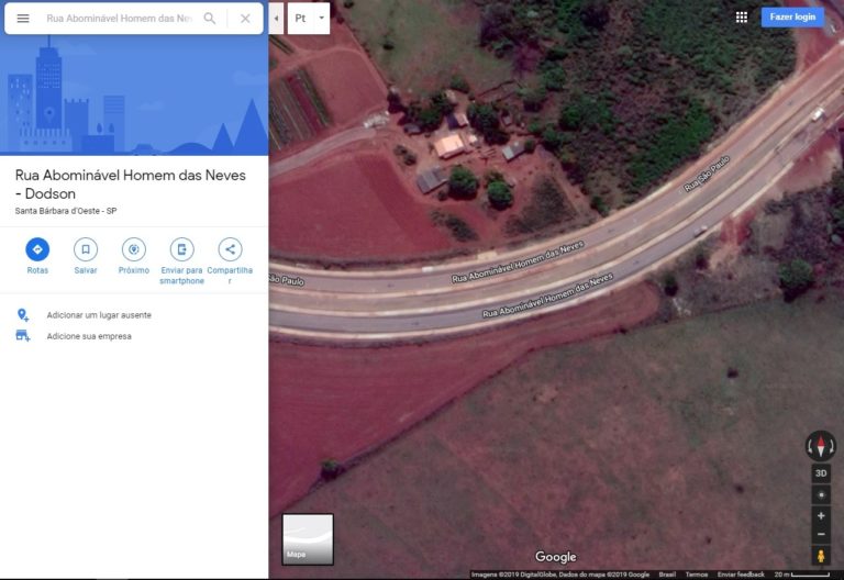 Google Maps erra, e via de Santa Bárbara d’Oeste vira “Rua Abominável Homem das Neves”