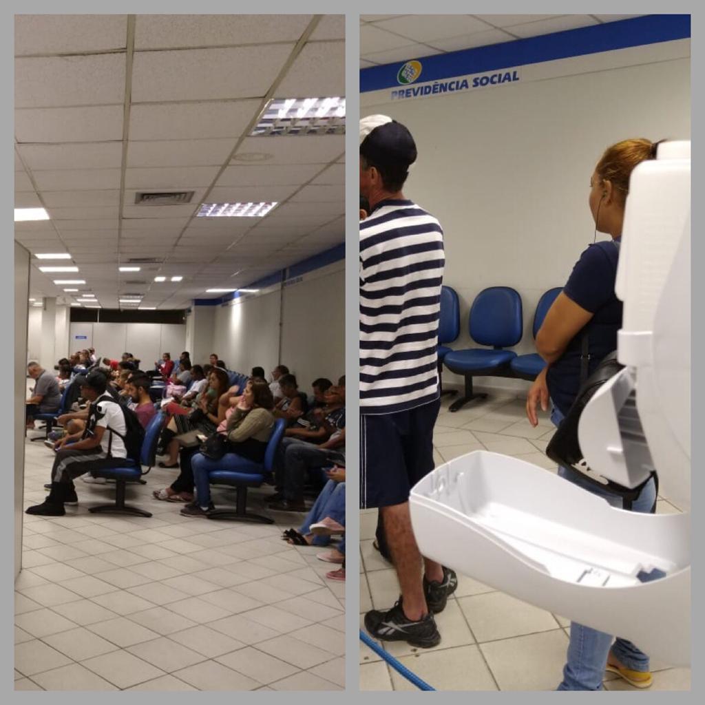 Agência do INSS não tem álcool gel e sabonete