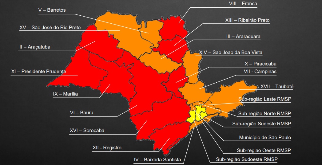 Campinas segue na fase laranja e Piracicaba regride