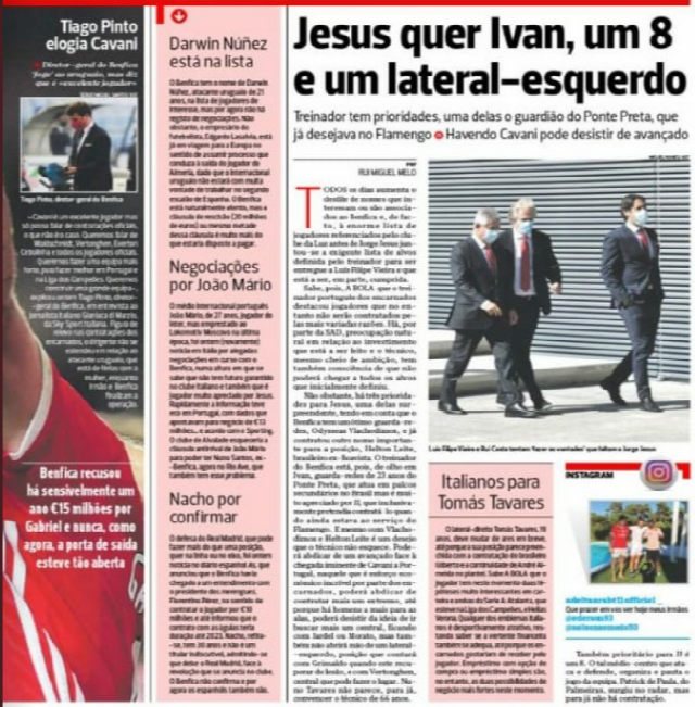 A pedido de Jorge Jesus, Benfica tem interesse em Ivan