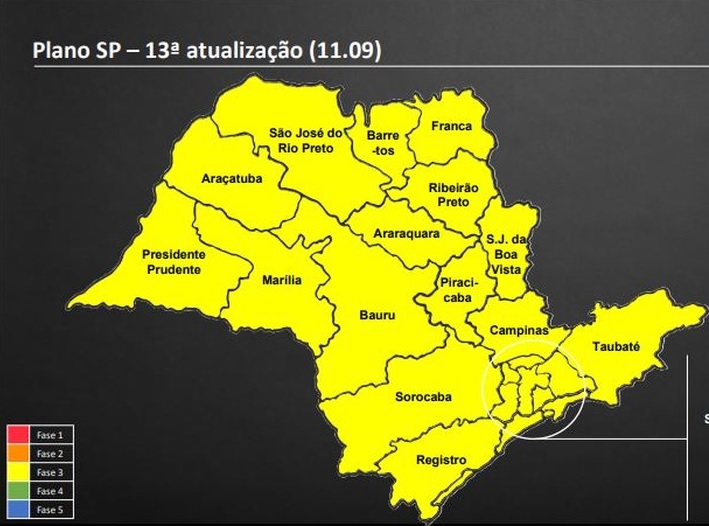Estado fica todo na fase amarela