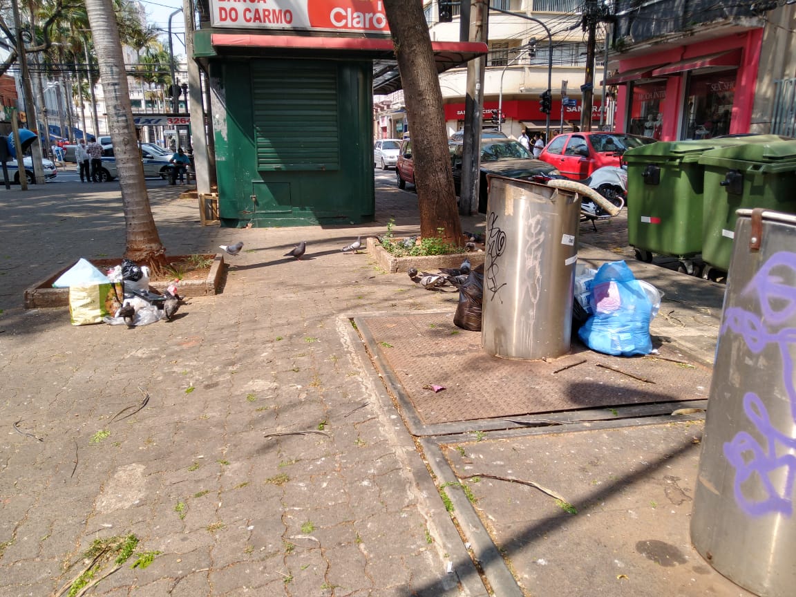 Mau cheiro das caçambas incomoda no centro