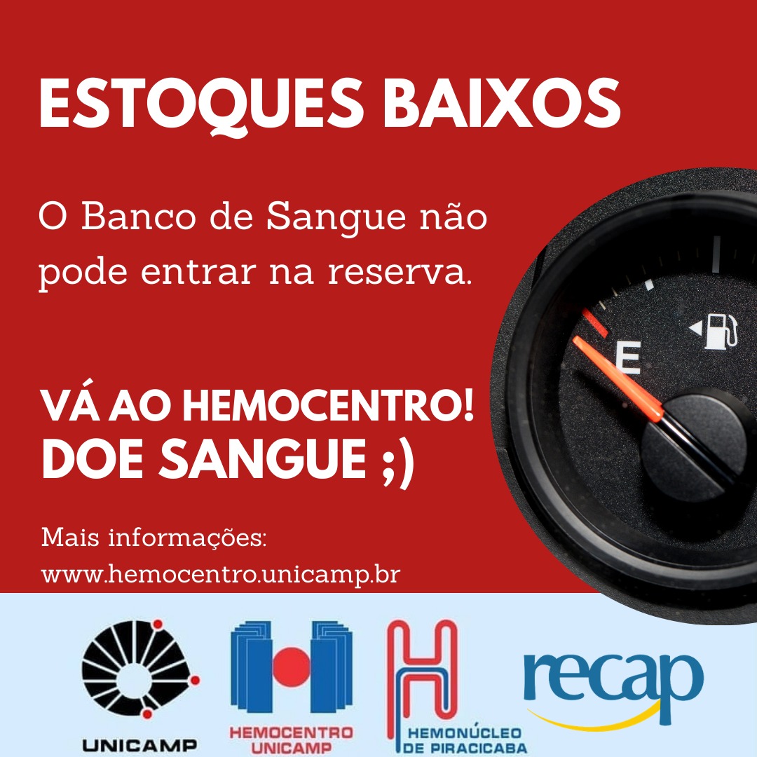 Hemocentro da Unicamp está com estoque baixo