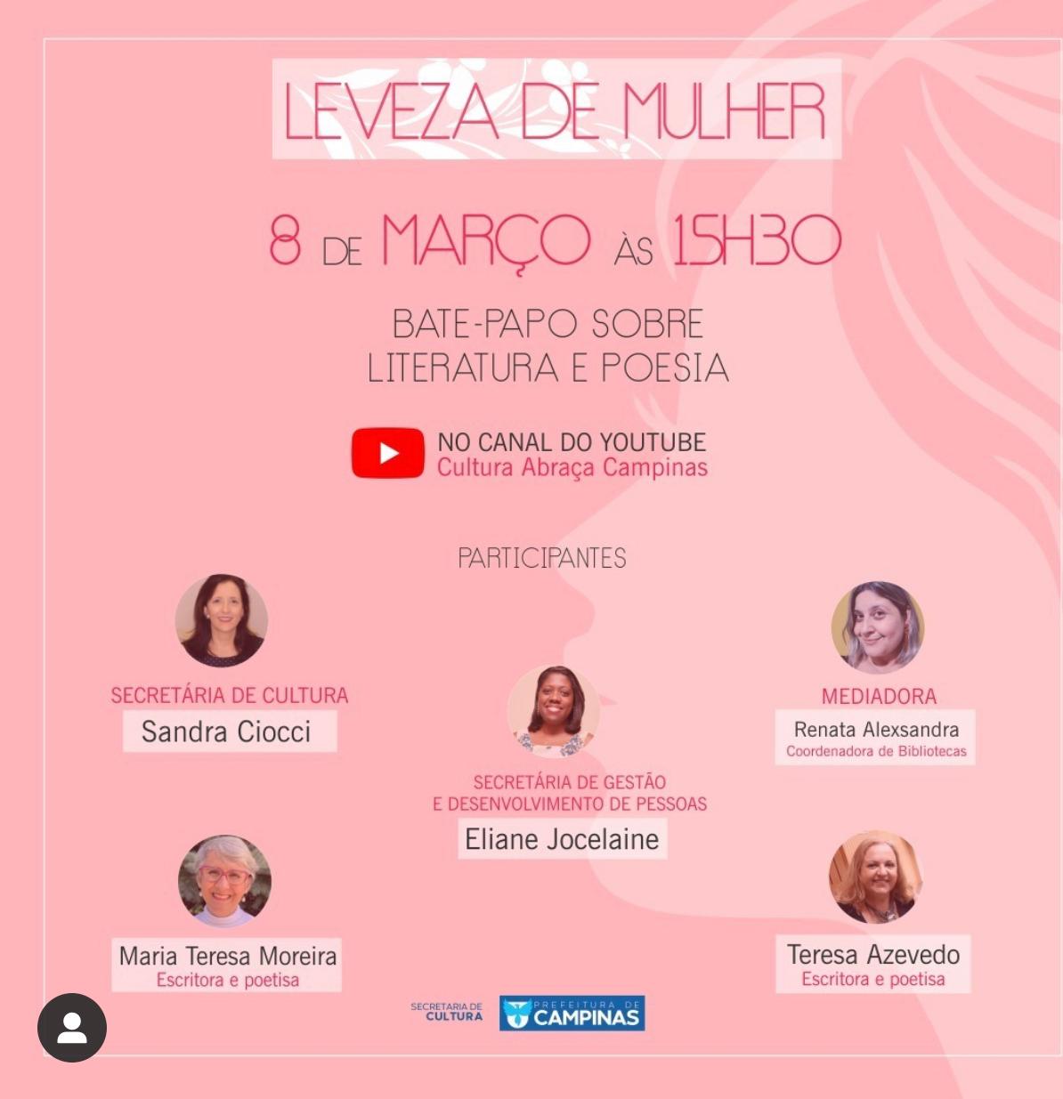 Secretaria de Cultura traz bate papo online para mulheres