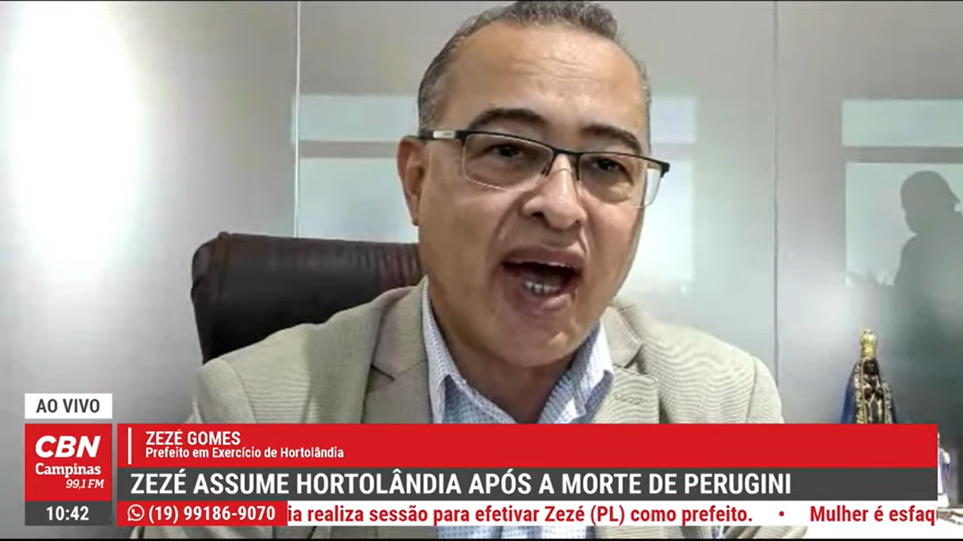 Com a morte de Perugini, Zezé assume a prefeitura de Hortolândia