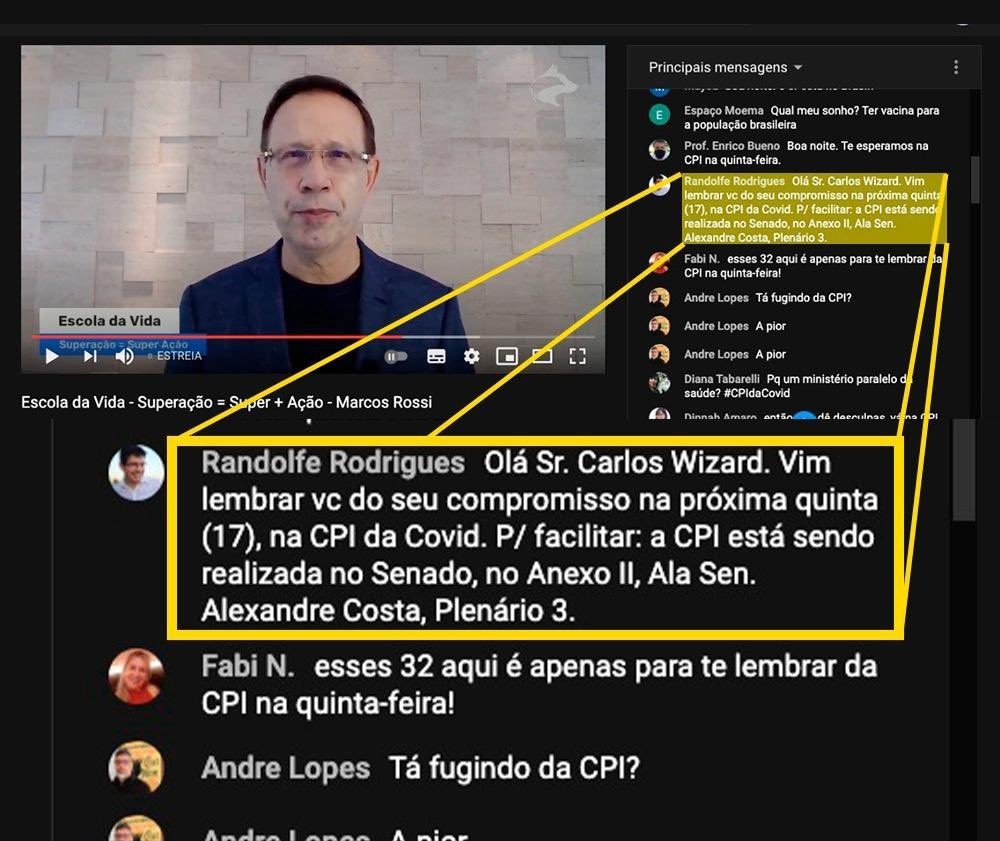 Em live de Wizard, senadores cobram comparecimento à CPI