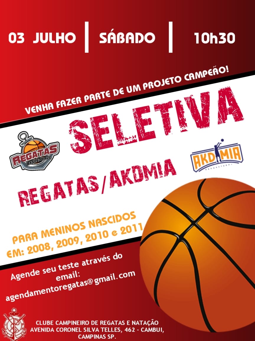 Clube Regatas faz seletiva de basquete para meninos