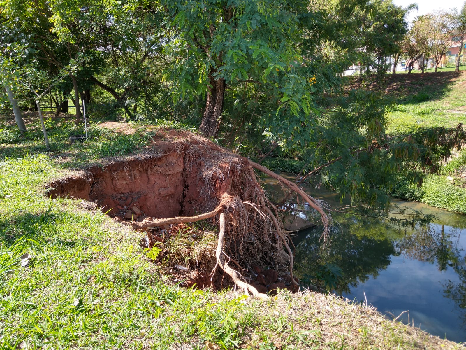 Erosão no córrego Piçarrão, em Campinas, preocupa moradores