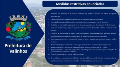 Valinhos volta a adotar medidas de restrição para conter pandemia