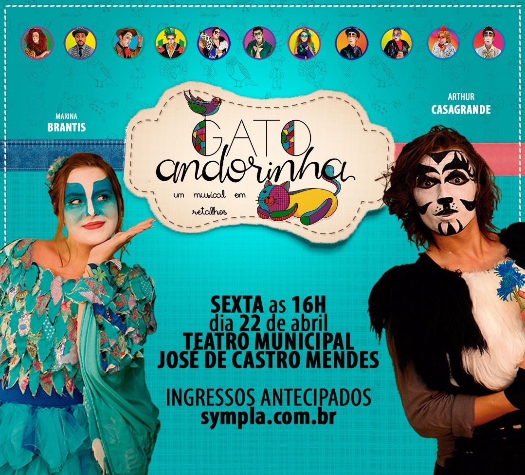 Teatro Castro Mendes recebe musical “Gato Andorinha – Um Musical em Retalhos”