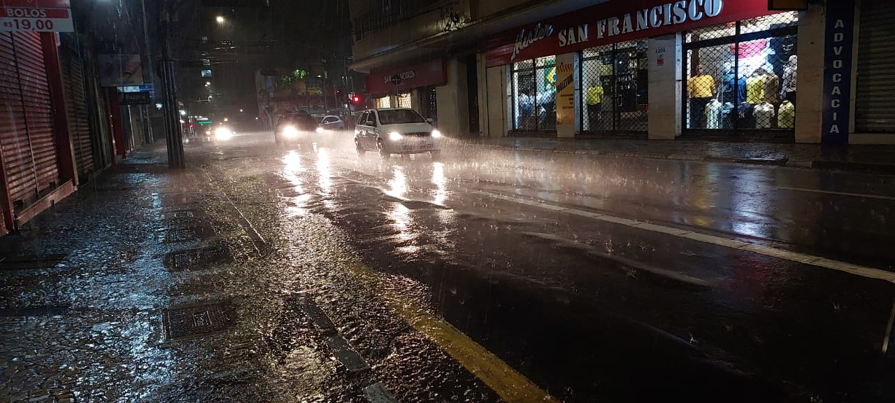 Árvore atinge carro durante temporal