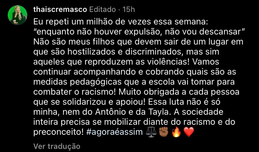 “Primeira batalha foi vencida”, diz mãe após desligamento de acusados de racismo