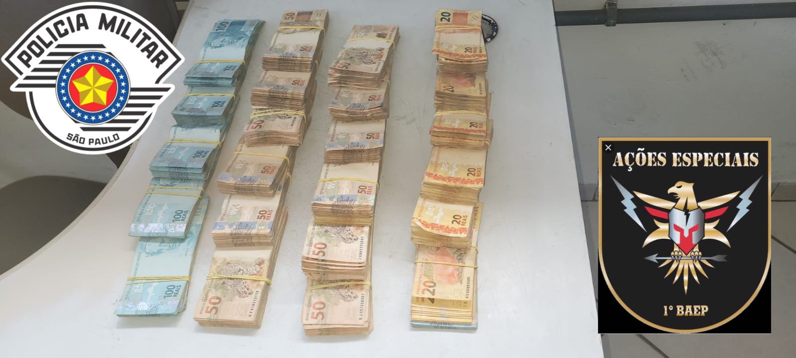 Polícia apreende quase 100 mil reais durante patrulhamento na Bandeirantes