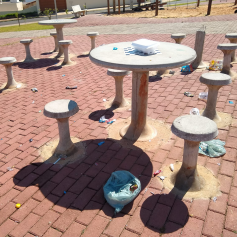 Praça em Santo Antônio de Posse é vandalizada; FOTOS