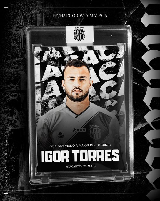 Ponte Preta oficializa a contratação do atacante Igor Torres