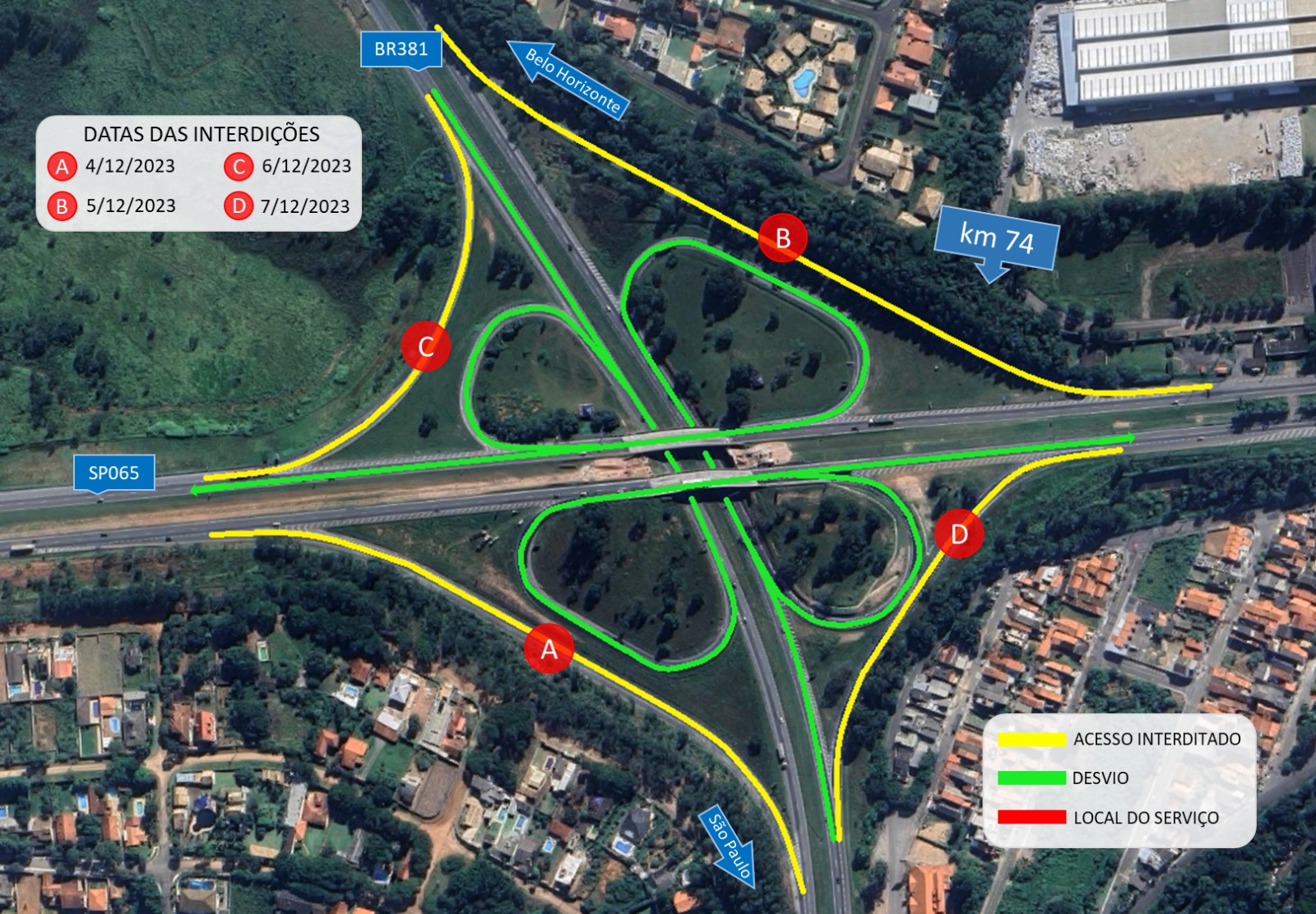 Alças de acesso da Dom Pedro I para Fernão Dias terão bloqueios nesta semana 