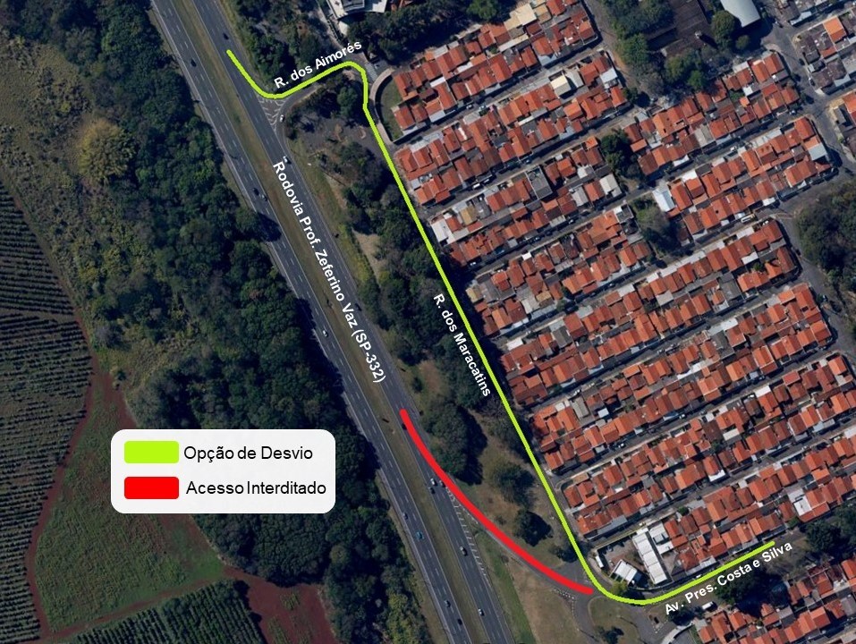 Alça de acesso da Vila Costa e Silva para Tapetão será fechada para obras