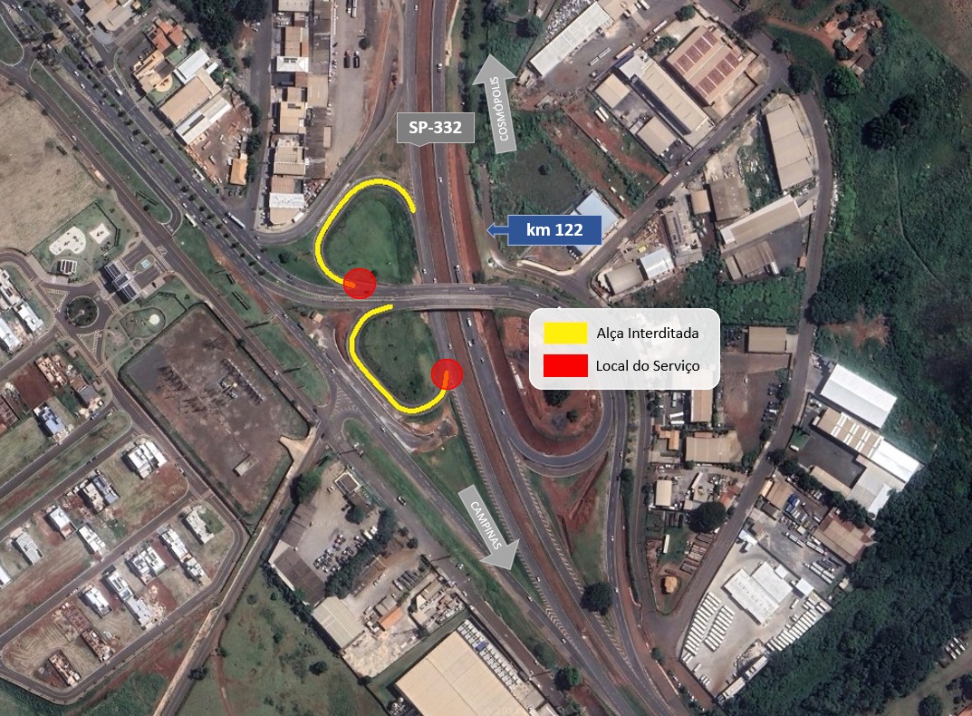 Trevo do Laranjão, em Paulínia, terá bloqueio sentido Campinas, a partir de sábado 