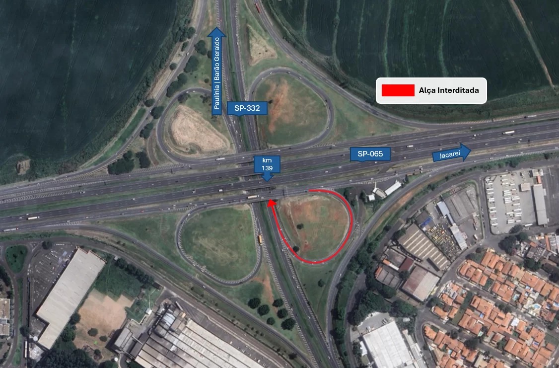 Trevo de Barão Geraldo tem alça bloqueada para troca de poste no domingo