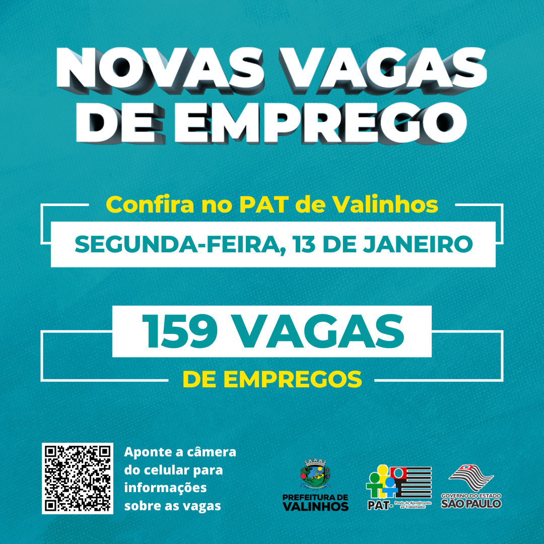 PAT de Valinhos está com 159 vagas abertas de emprego