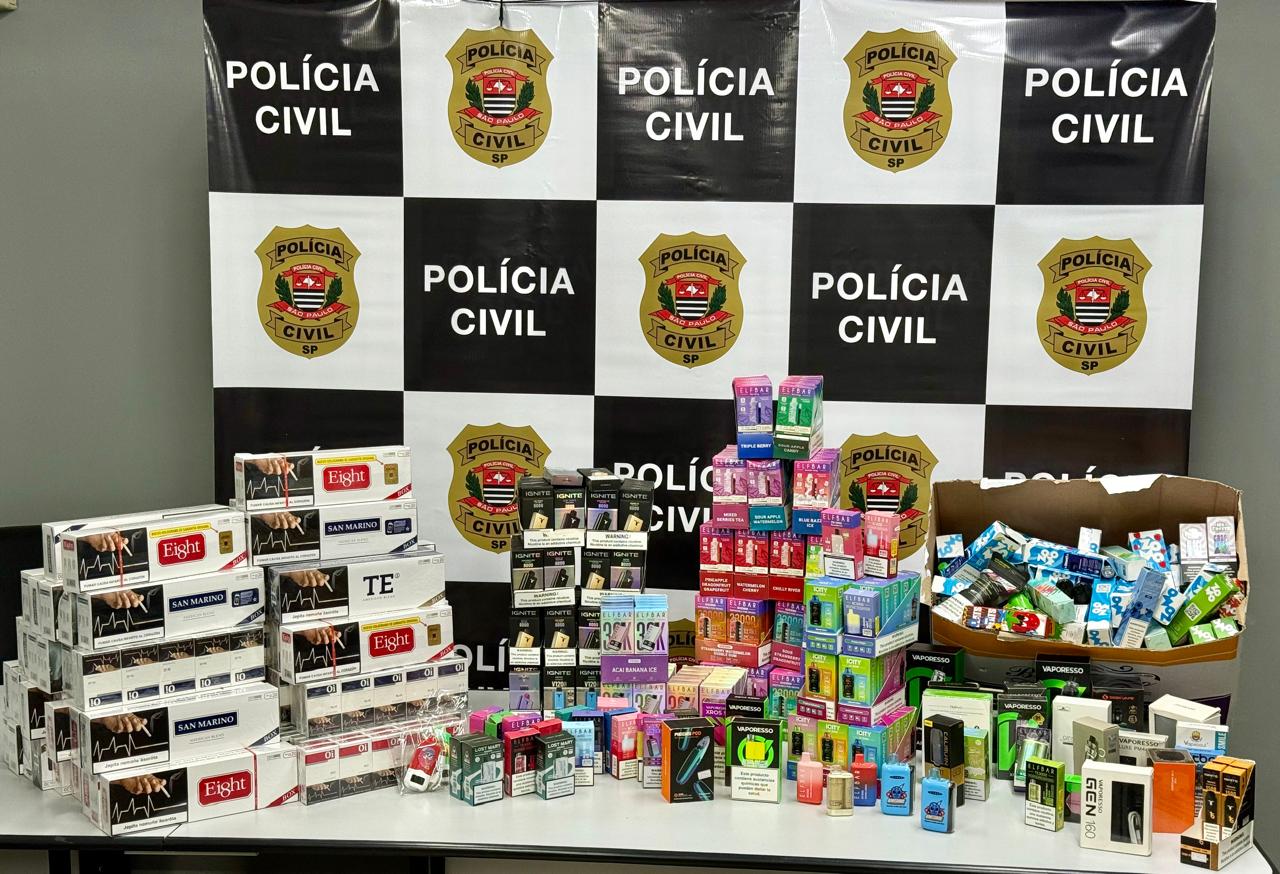 Polícia encontra ponto de venda ilegal de “vapes”, cigarros contrabandeados e caça-níqueis em Indaiatuba 