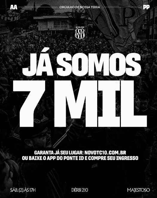 Ponte Preta divulga primeira parcial de ingressos vendidos para o dérbi 210