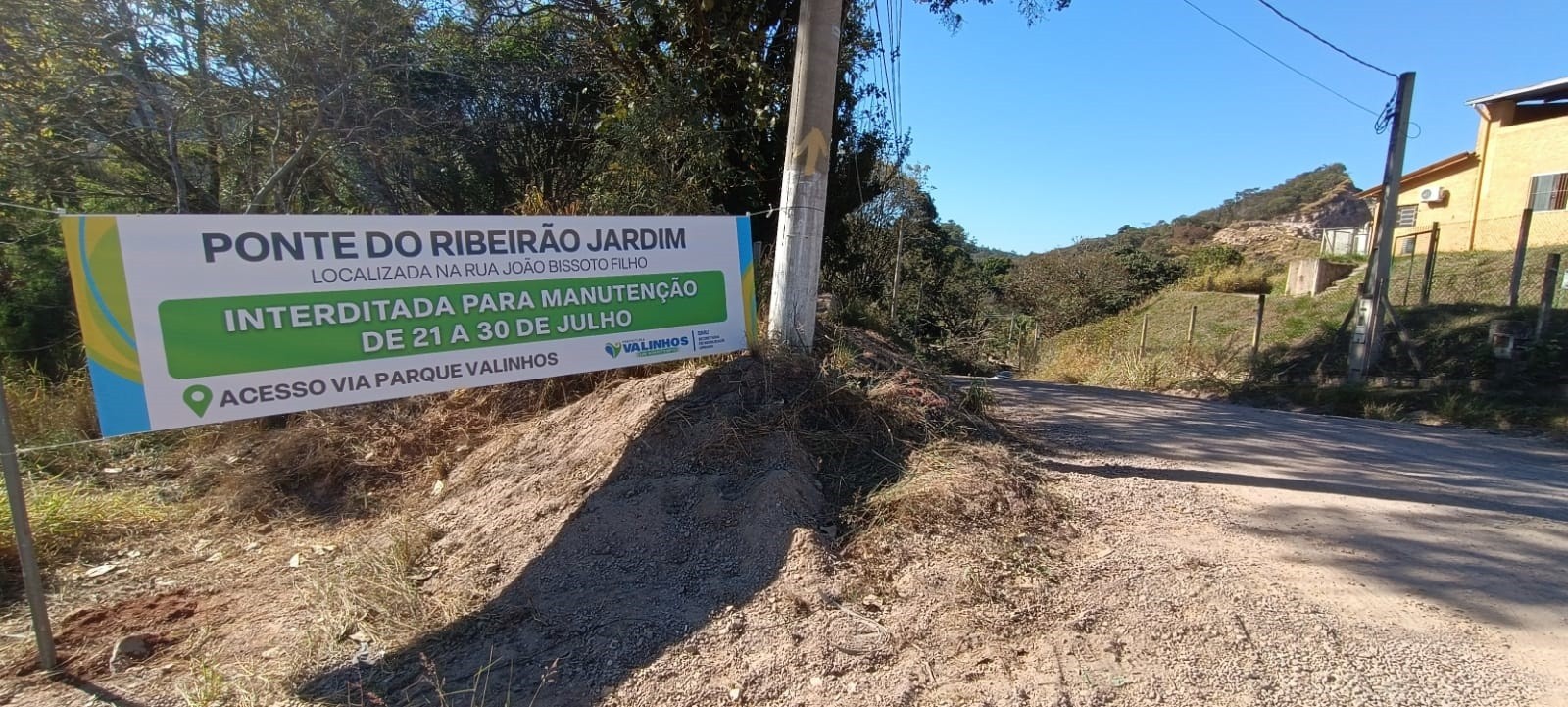 Valinhos: Rua João Bissoto Filho é interditada para reforma de ponte