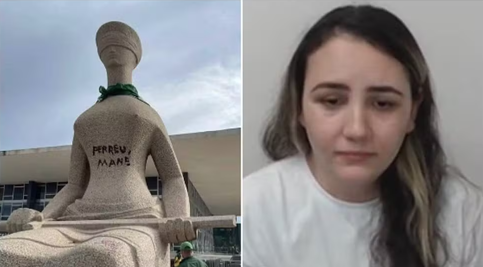 STF mantém condenação para “Débora do Batom”, que pichou estátua da Justiça em 8 de janeiro de 2023