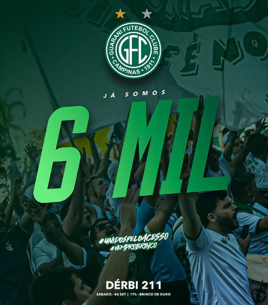 Guarani divulga primeira parcial de ingressos para o dérbi 211