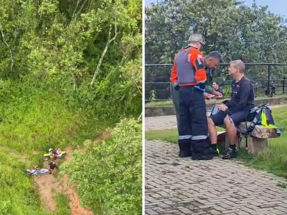Idoso é resgatado pelo helicóptero Águia após se perder em trilha no Pico das Cabras
